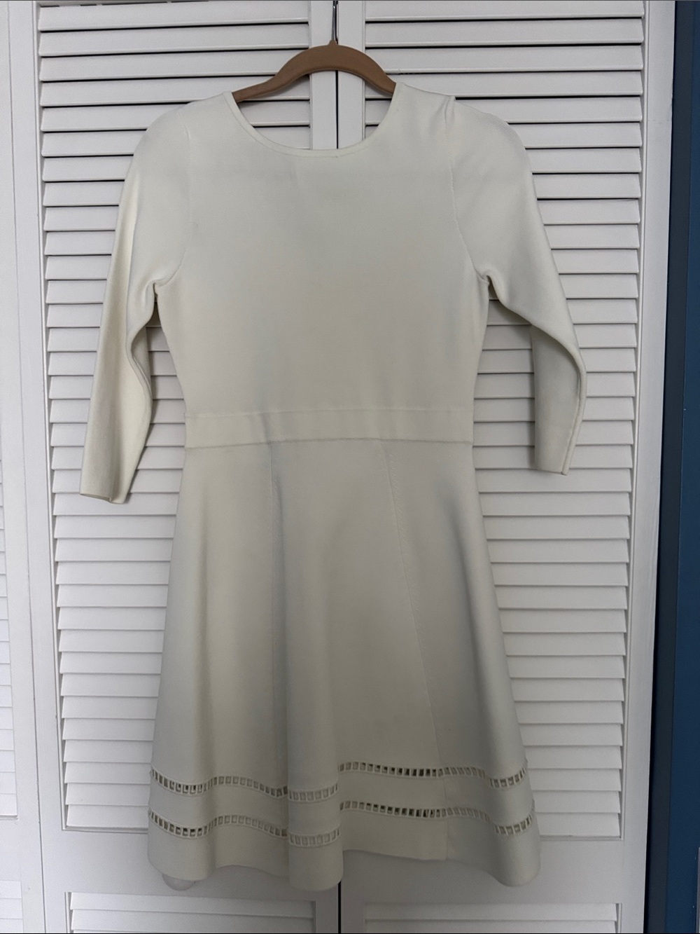 Reiss Cream Long-Sleeve Fit & Flare Dress